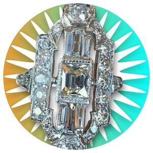 GORGEOUS 2.33 CTTW 18KT WHITE GOLD ART DECO ENGAGEMENT RING SIZES 6,8,9,10